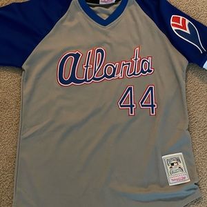 Men’s Atlanta Braves ‘74 Retro Grey Uni-Hank Aaron